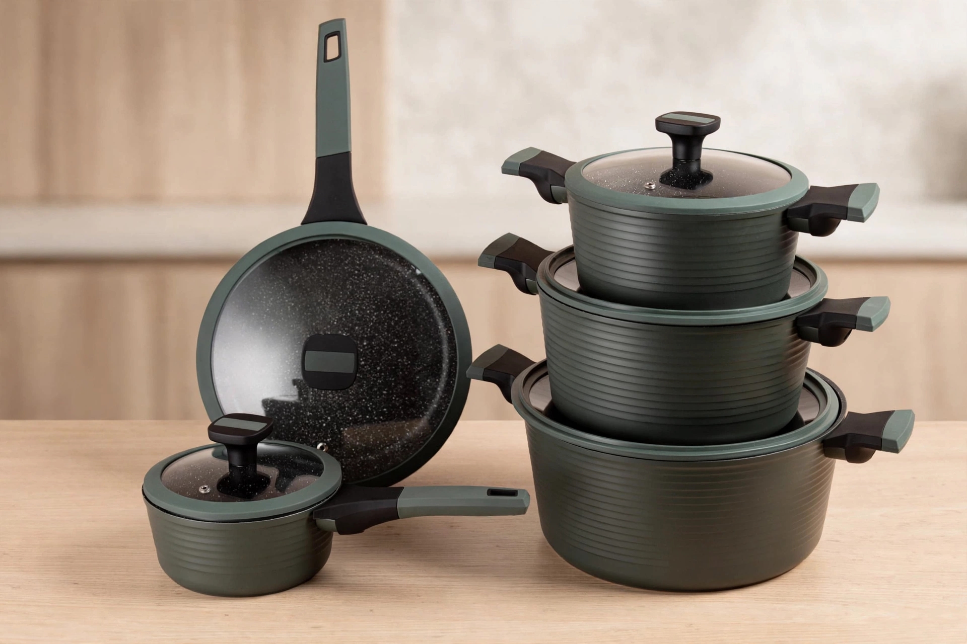IMG-20260819-WA8931 Edenberg 12pc Cookware Set EB-5633 - Non-Stick Granite Green
